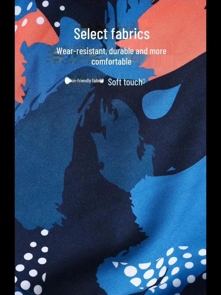 Men's Quick-Dry Double-Layer Loose-Fit Printed Swim Trunks