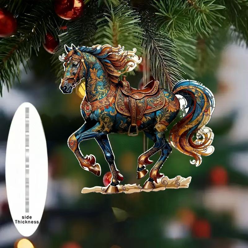 Exquisite White Horse Acrylic Flat Hanging Ornament Home Decoration Backpack