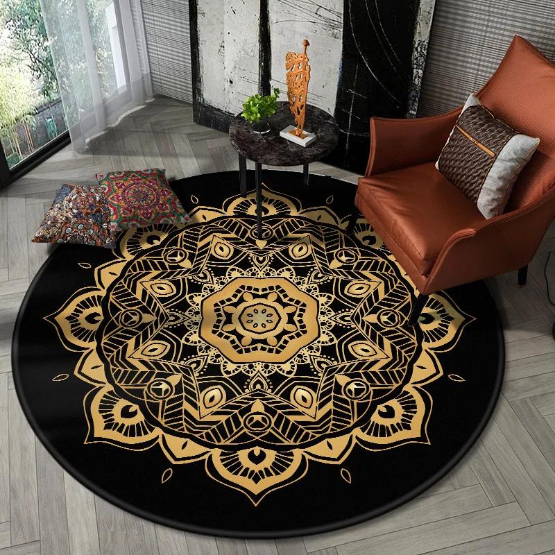 Home Decor Printing Living Room Bedroom Rug Kitchen Shower Door Floor Mat Ethnic Mandala Round