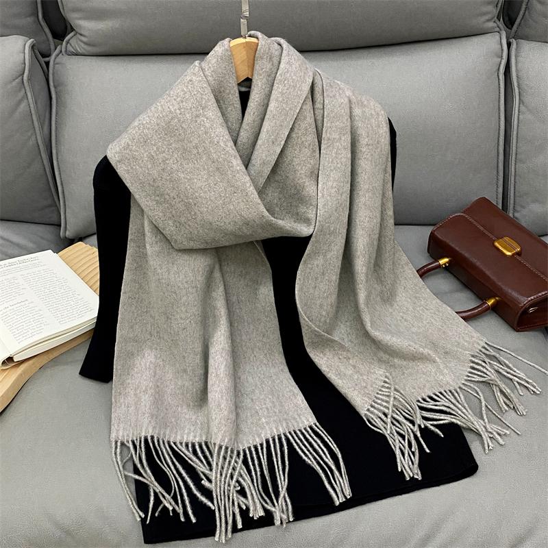 

Winter Warm Women Scarf Cashmere Solid Color Shawls Thick Neckerchief Hijab Wraps Tassls Pashmina Foulard Headband 33x180cm