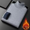 Herrvintertjock högkrage sammetsstickad tröja - Enfärgad stickad basplagg för unga och medelålders