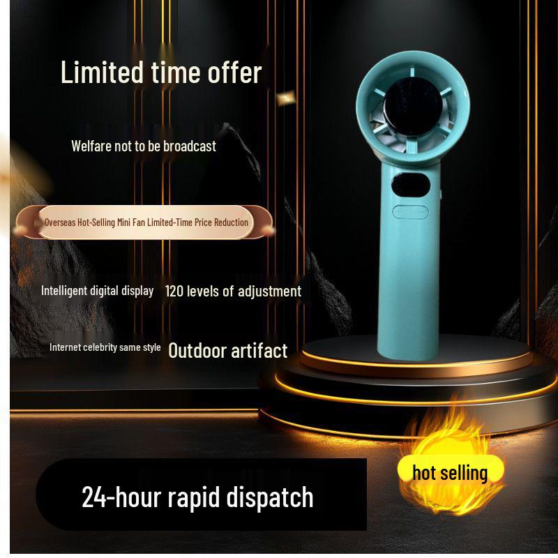 M11 Handheld Mini Fan: Cute, Pocket-Sized, Quiet, Foldable, Digital Display, Brushless. Standard Size зелёный