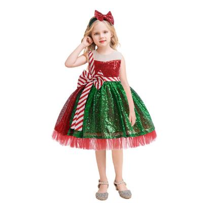 Dětské Dívčí Santa Claus Vánoční Elf Princezna Flitrové Šaty Dětské Vánoční Novoroční Cosplay Kostýmy Představení ve školce Hraní rolí Oblečení