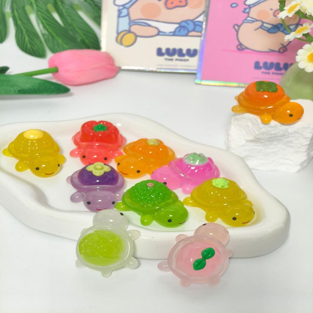 10pcs Set Creative Cartoon Mini Turtle Glow-in-the-dark Resin Figurines Toy Colorful Cute Design Desktop Ornament Home Decor