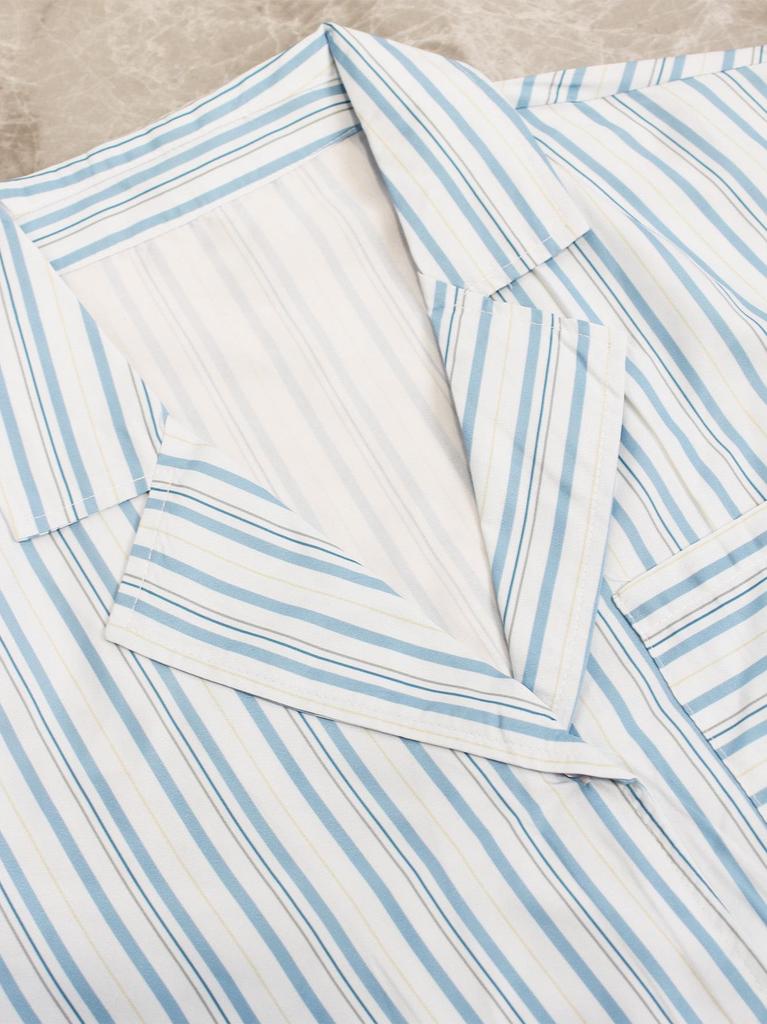 European & American Striped Shirt and Shorts Casual Suit - Women's Spring/Autumn Two-Piece Pajama Set