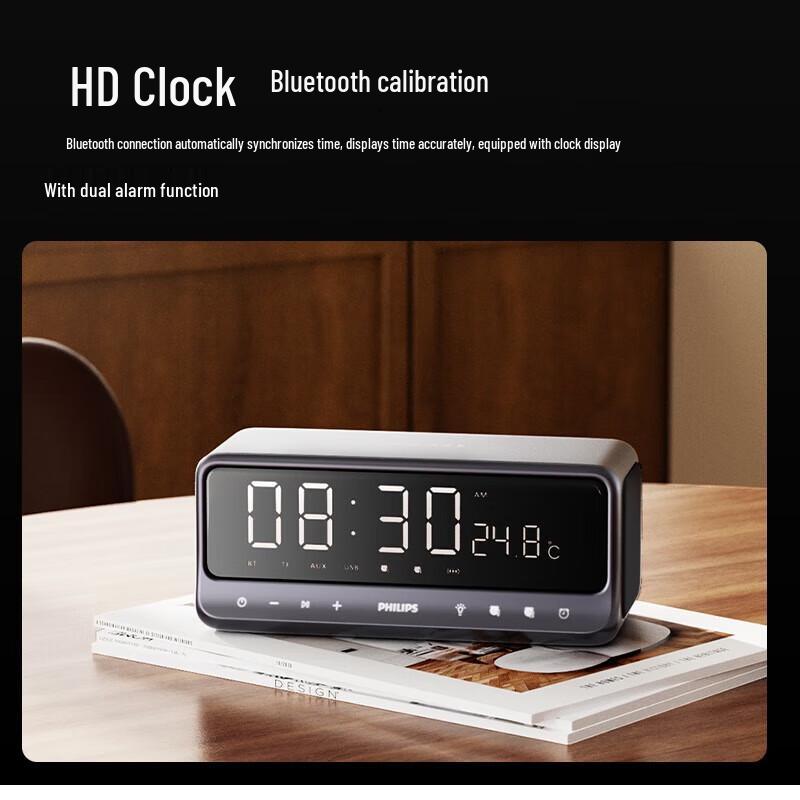 Philips TAS3609 Clock Alarm Bluetooth Speaker