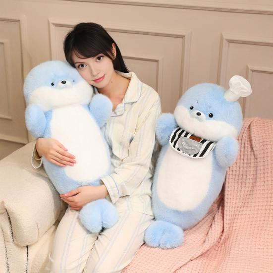 70CM Seal Doll Plush Body Pillow 70cm Soft Stuffed Elongated Seal Pillow for Sleeping Back