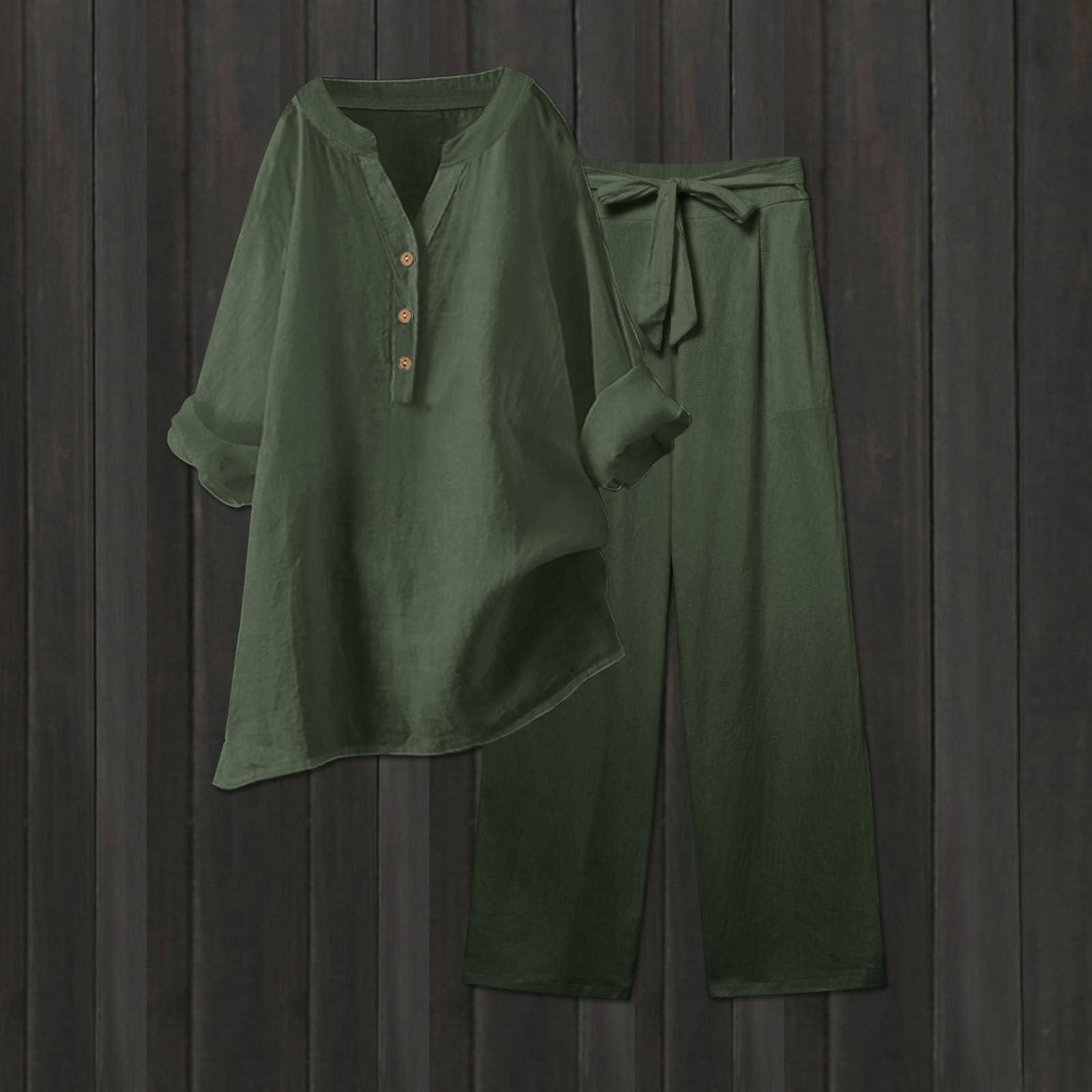 

Женская модная свободная однотонная рубашка с V-образным вырезом и длинными рукавами, топ с завязками и карманами, прямые брюки XXXXL