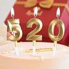 1pc-Birthday Candle Golden Number 0-9 Smoke Free Birthday Cake Insert Party Candle Decoration Anniversary Cake