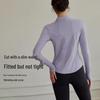 Women's Reflective Long Sleeve Yoga T-shirt - Night Run Fitness Top with Half-Zip Style for Autumn Running and Training