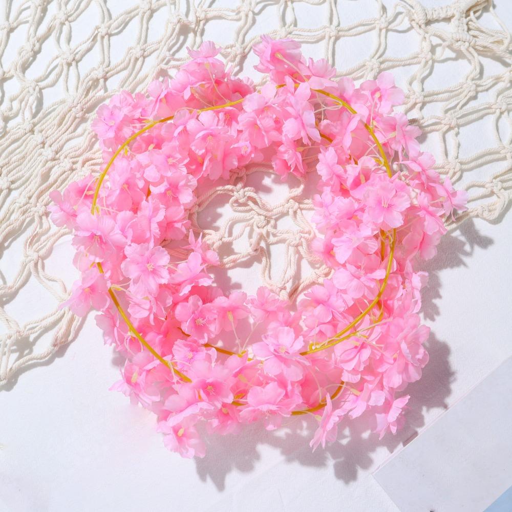 Pink Sakura Artificial Flower Garland 180CM Silk Cherry Blossom New Hanging Vine  Party Decor