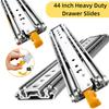 1 Pair 44 Inch Heavy Duty Drawer Slides Side Mount Full Extension Ball Bearing Sliding Rails for RV Cabinets Tool Box & Storage
