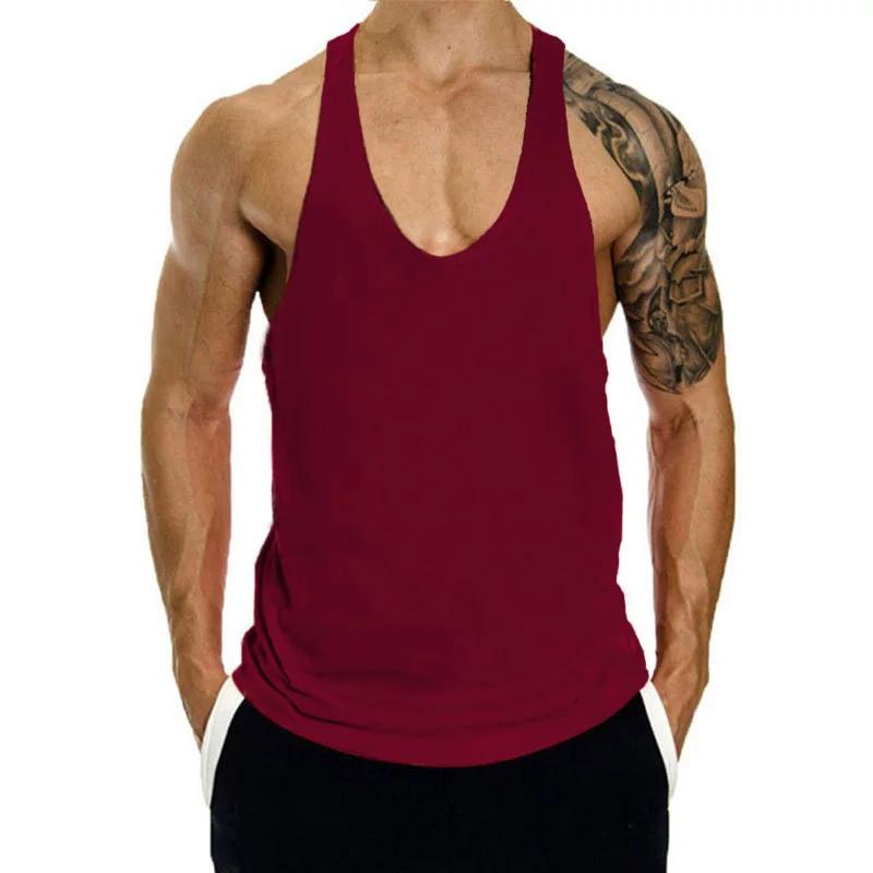 Men's Fitness Tank Top for Muscle Training, Loose Fit, Racerback, Sports Running, Cotton Sleeves, Trendy Style