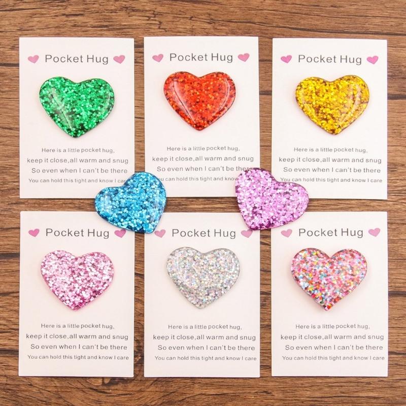 Pack of 3 Sophisticated Pocket Hug Heart Shape Ornament Pocket Hug Heart for Women Friend University School Gift