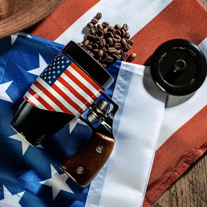 Offee Mugs for Men, Ceramic Novelty Funny Gun Cup Revolver Mugs, Birthday Gifts for Father, Black Cool Unique Coffee Mug for Men