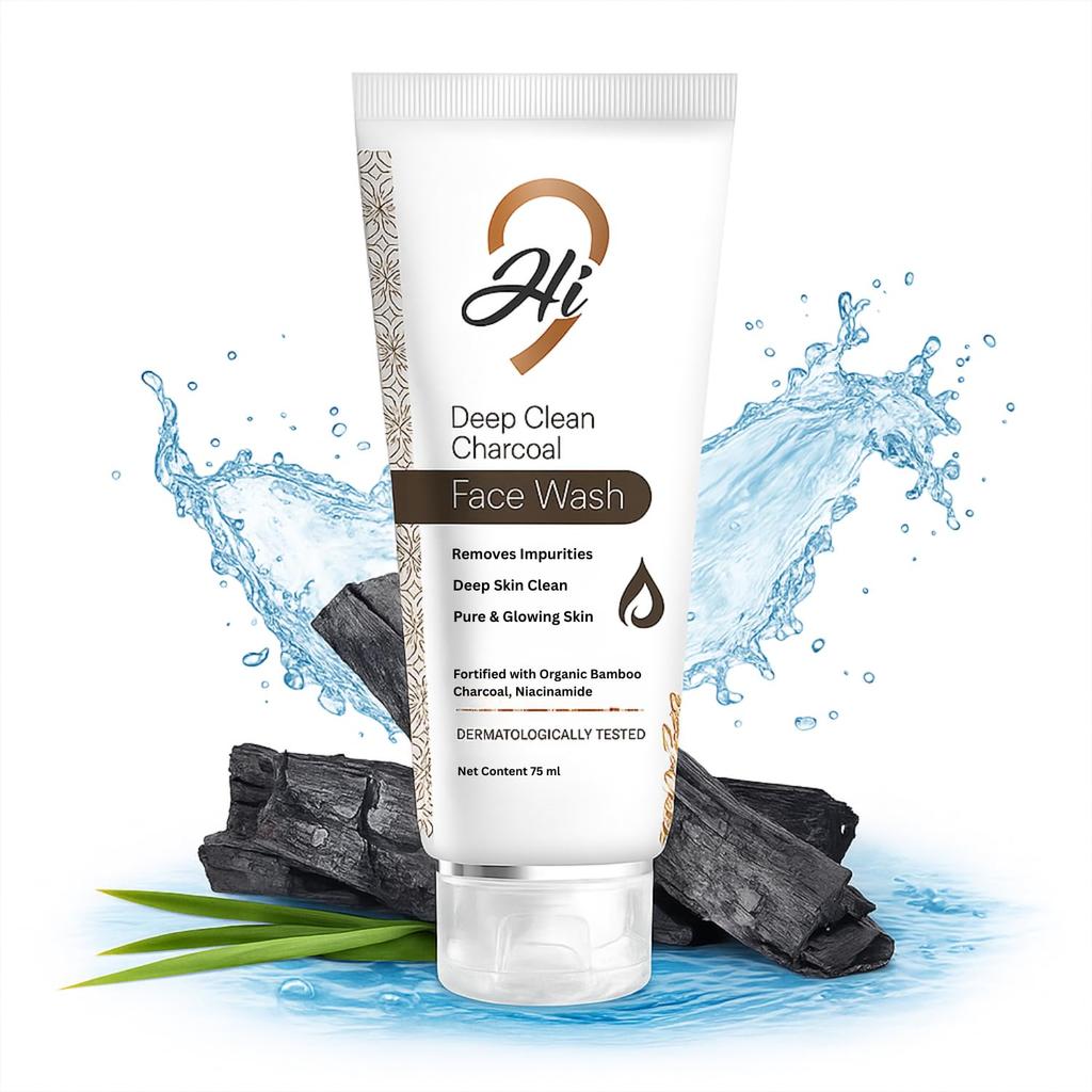 Hi9 Face Wash, Clean Skin, All Skin Types | Glowing Bright Skin | Refreshing | Paraben & Sulphates Free | Women & Men (Deep Clean Charcoal Face Was