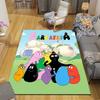 Barbapapa Flannel Printed Carpet, Home Sofa Decoration for Living Room & Bedroom, Non‑Slip Play Flannel Floor Mat for Game Room