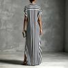 Women's Summer Casual Loose Fit V Neck Maxi Dress Button Down Front Short Sleeve Lightweight Long Dress
