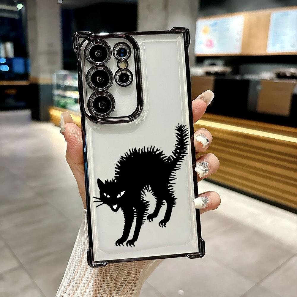 Terrifying Black Cat Knife Funda For Samsung S26 Ultra Phone Case For Galaxy S25 FE S26 S24 S23 S22 S21 Ultra S20 Plus 5G Cover