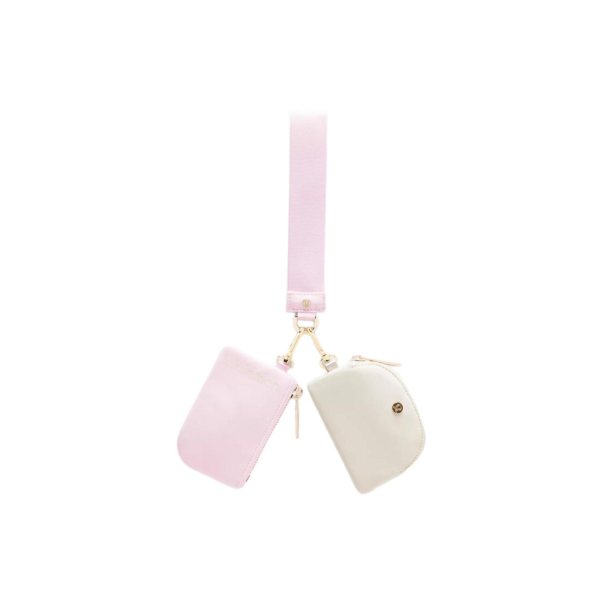 Lululemon Dual Pouch With Brand Logo Gold Hardware Nylon Clutch Unisex Clutch Happy-Pink Light-Ivory LW9EWOS-072719 Joy Pink & Light Ivory White/BLLP/LTIV