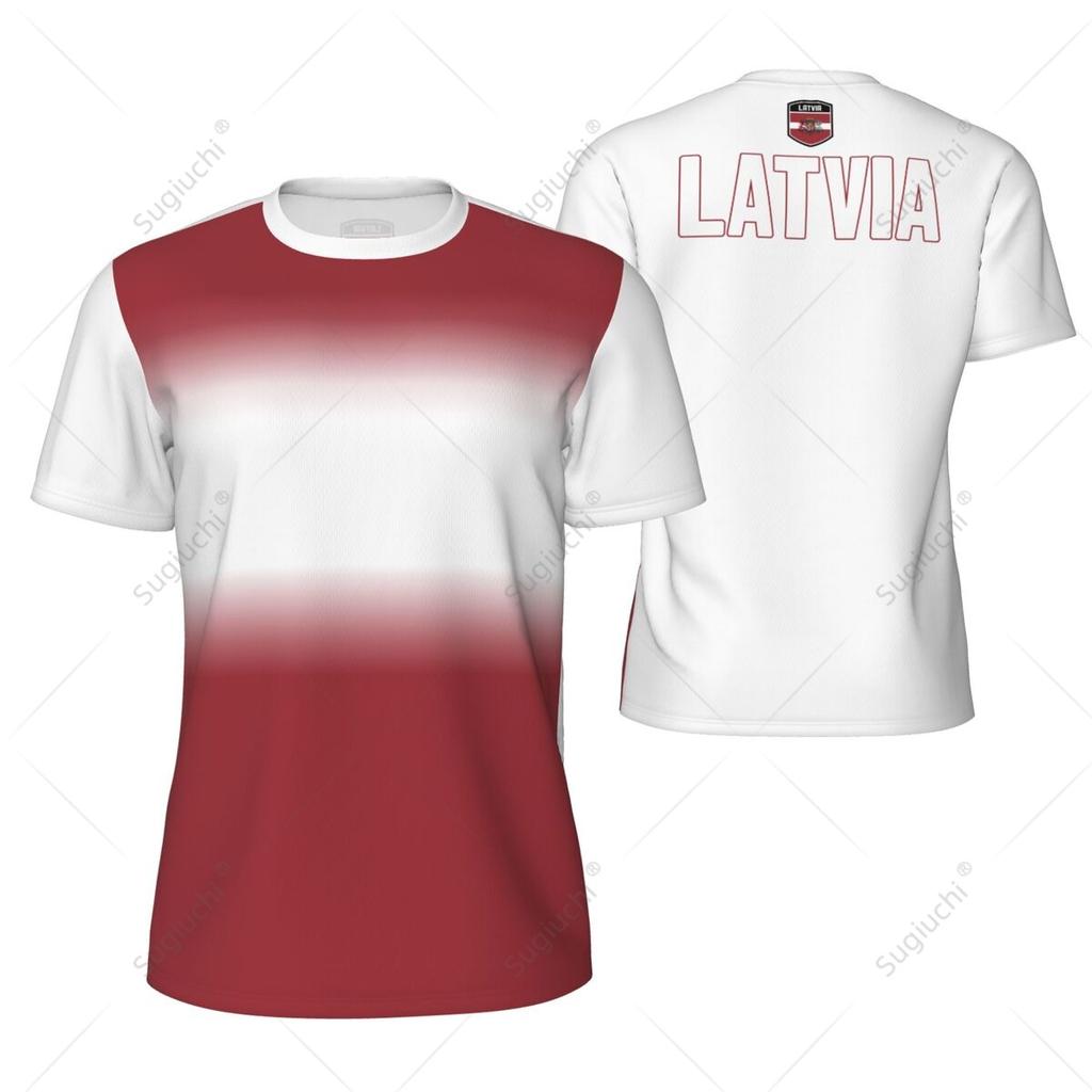 Sports Mesh T-shirt Latvia Flag For Running Bike Soccer Tennis Football Fitness Tees 3D Printed Custom