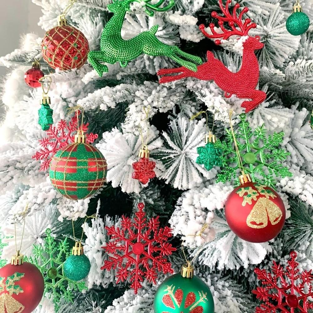 16/45PCS Plastic Christmas Ball Set 3-6cm Electroplated Xmas Ornament Ball Reindeer Snowflakes Christmas Tree Balls Storefront