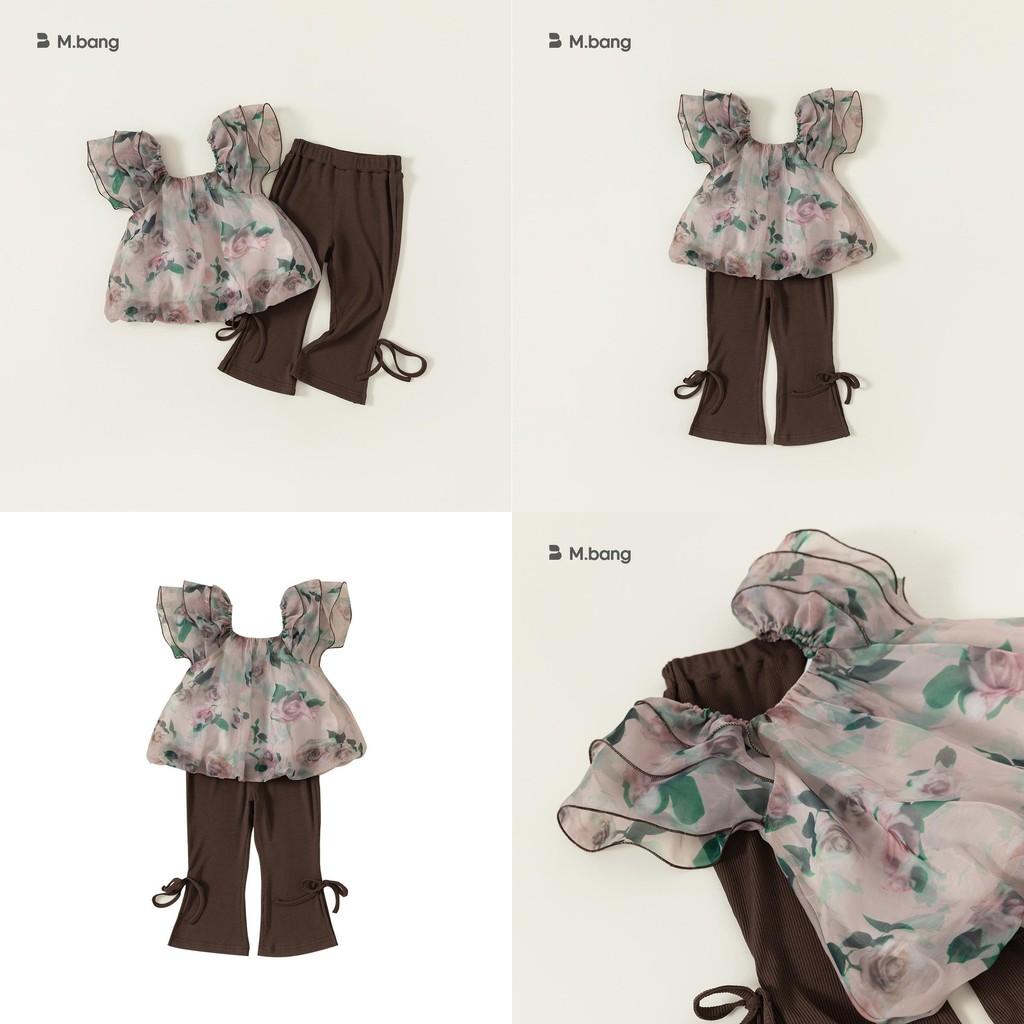 Princess Girl Summer Outfit Set With Rose Flower Pattern For Toddler Girls