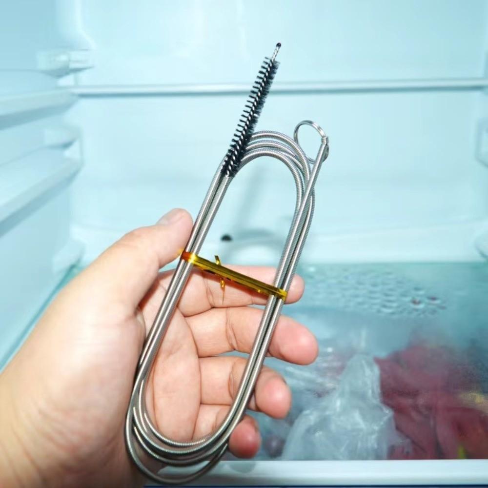 Long Flexible Refrigerator Drain Dredge Bendable Brush Nylons Bristles Refrigerator Scrub Brush 1M/1.5M Wire Tube Spring