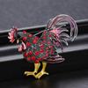 Vintage Exquisite Rhinestone Rooster Brooches For Women Men Trendy Punk Metal Animal Chicken Buckle Pins Wedding Party Jewelry