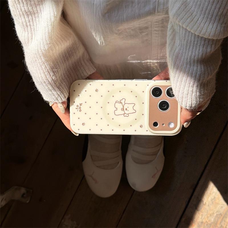 Beige Polka Dot Magnetic Case for Apple iPhone 17 Pro Max/16/15/14