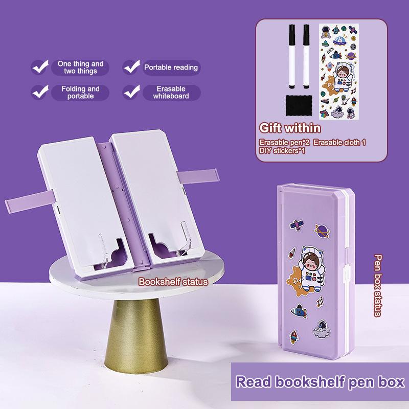 

Пенал 2 в 1 многофункциональный, пенал и складная подставка для чтения, регулируемый держатель для чтения, для студенческих и офисных принадлежностей 36.6CM