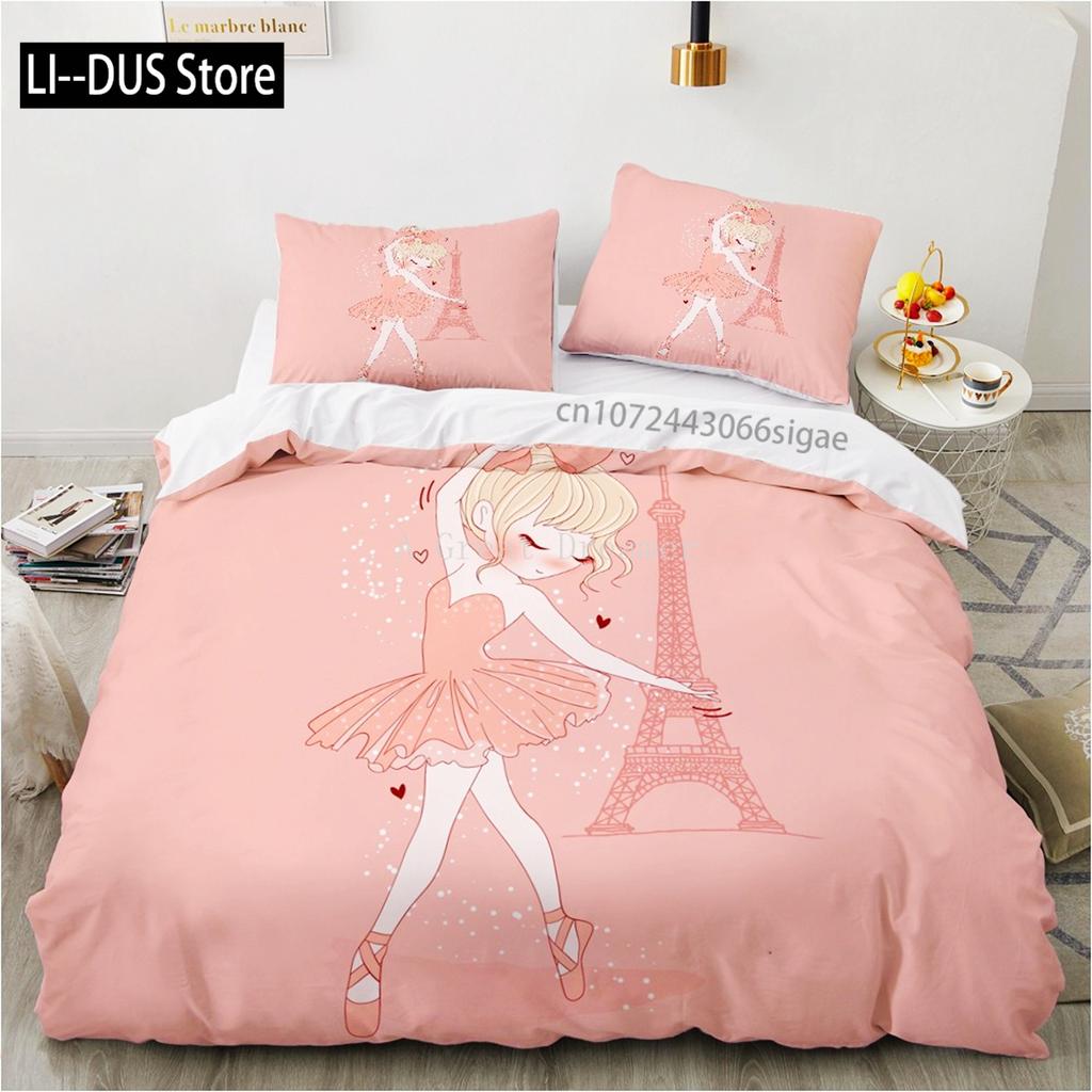 Ballett Tänzerin Bettbezug Cartoon Lieblich Ballerinen Bettwäsche Set Niedlich Prinzessin Mädchen Bettdeckenbezug Für Kinder Kinder Baby