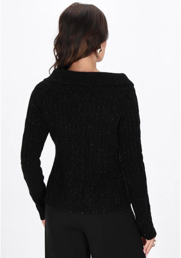 Women's Vintage French Cable Knit Sweater - Slim Fit, Long Sleeve, Autumn Pullover