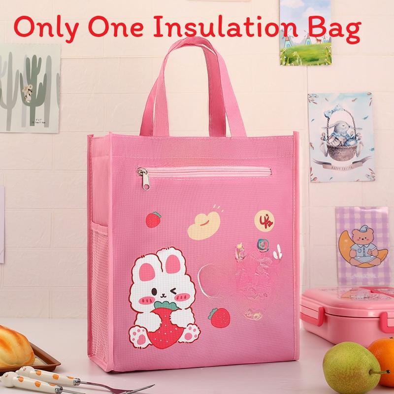 Borsa Pranzo per Bambini in Tessuto Oxford con Tasca per Bicchiere per Scuola e Viaggio