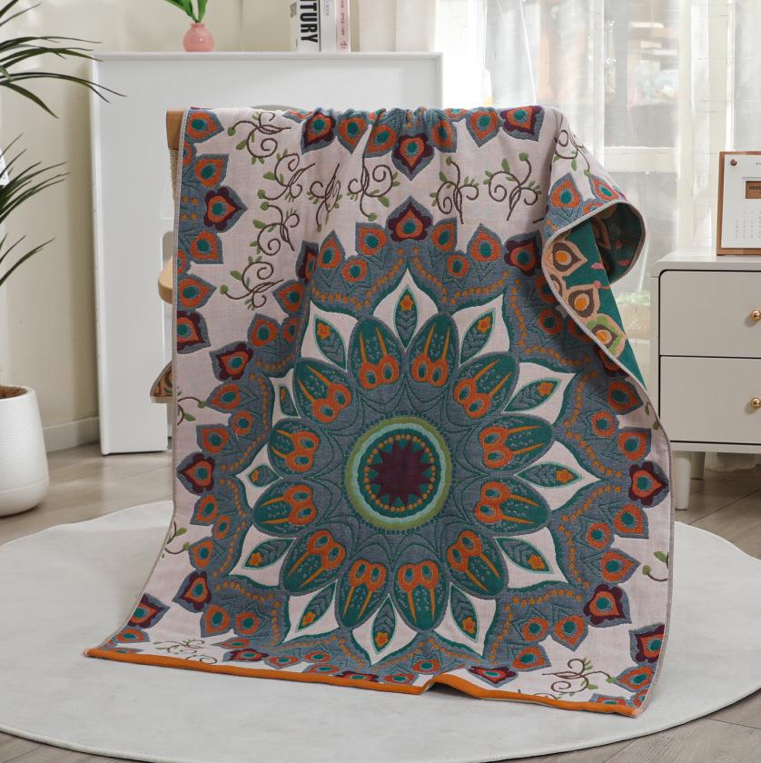 New Soft Ethnic Style Sun God Cotton Bath Towel - Skin-friendly & Absorbent
