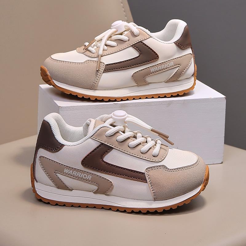 Warrior Stylish Simple Trendy Versatile Easy On And Off Slip Resistant Durable Support Low Top Running Shoes Kids Sneaker Mica-Khaki-Brown WZ-B840T01
