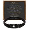 Magnetic Buckle Stainless Steel Leather Bracelet Handwoven Twist Stainless Steel Men's Bracelet