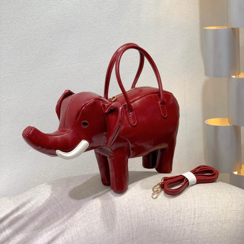 Creative Elephant Shape Handbag Women PU Leather Medium Size Shoulder Bag With Zip Phone Pocket