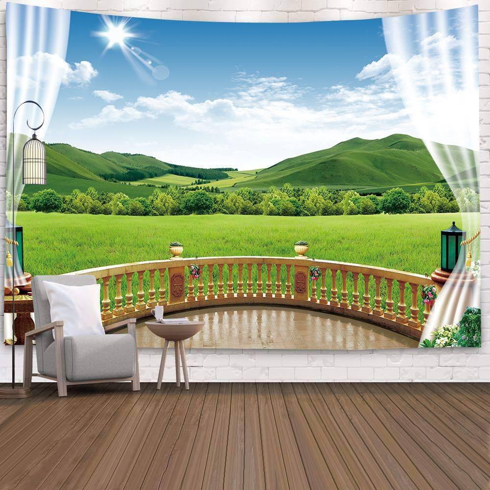 Wall Hanging Living Room Bedroom Window Natural Landscape Beach Large  Covering Decoration Tapestry Background Cloth Bedside