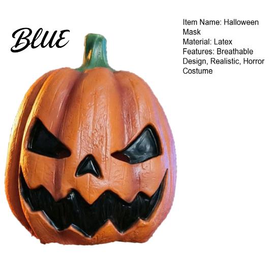 Clear Vision Pumpkin Mask Halloween Mask Latex Full Head with Realistic Texture Scary Cosplay Prop Comfortable for Party Night Breathable Eye Mouth