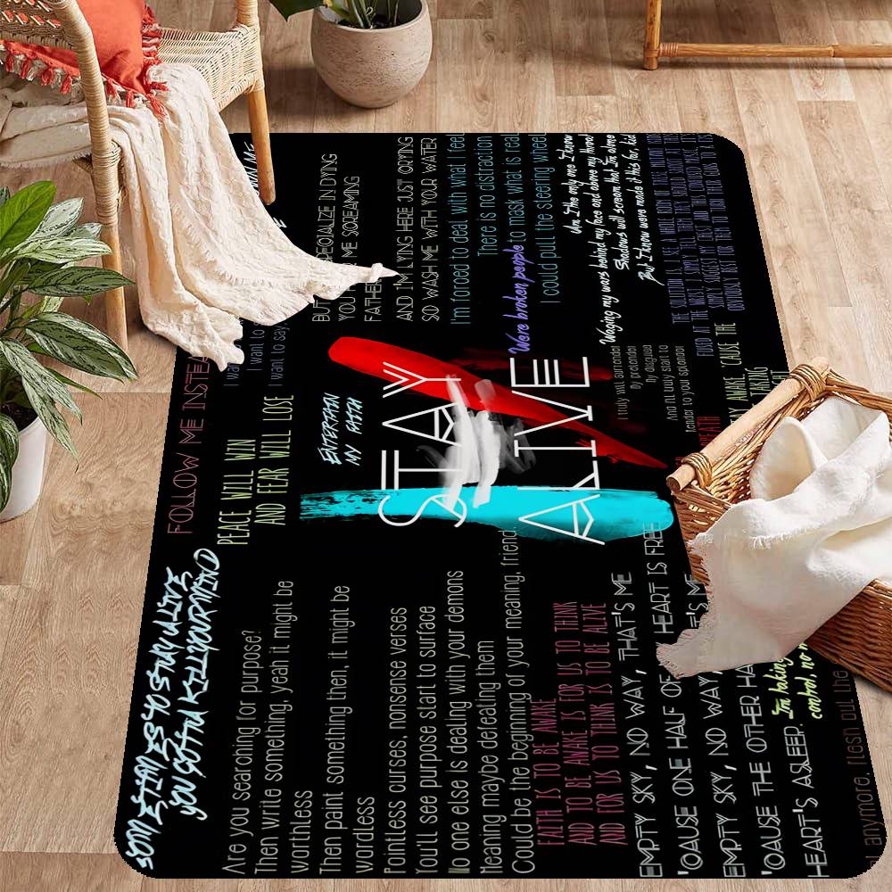 Popular T-Twenty One Pilot Band Floor Mat INS Style Soft Bedroom Floor House Laundry Room Mat Anti-skid Household Carpets