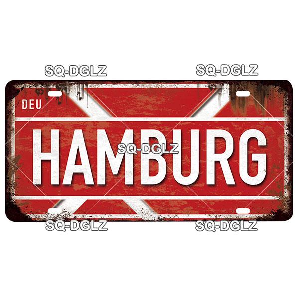 [SQ-DGLZ]Germany City License Plate Metal Sign Vintage Plaque Tin Sign Wall Decor Bar Decor BERLIN Team Flag Poster