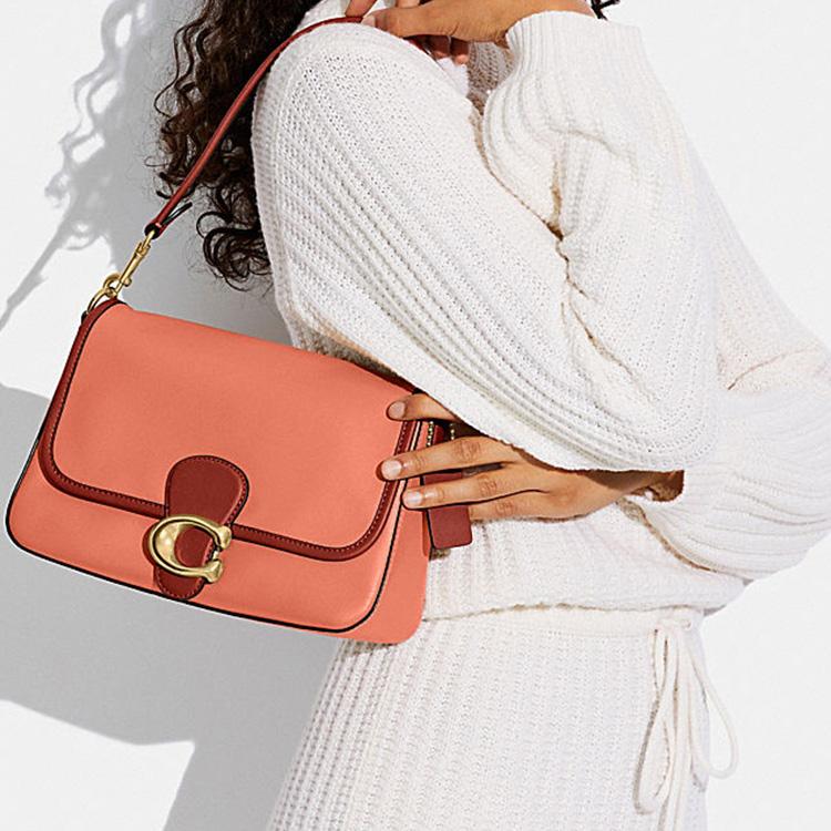 Coach Tabby 26 Color-Block Detachable Shoulder Strap Leather Handbag Women handbags Blush-Pink Brown C5261-B4TXP
