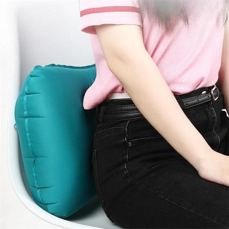Flocking Inflatable Square Pillow Multifunctional Outdoor Camping Portable Storage Travel Pillow Home Office Supplies