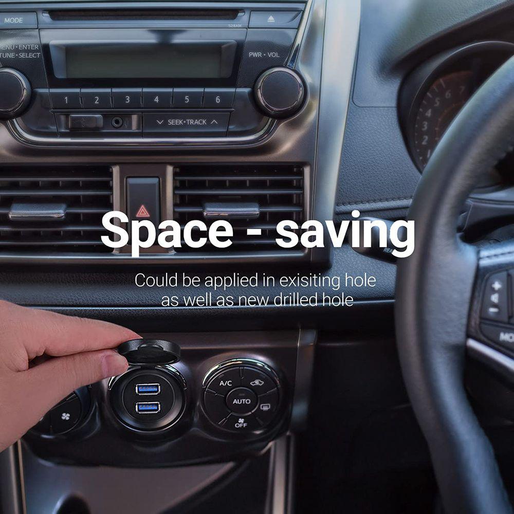 Truck Waterproof Round Car Dashboard USB 3.0 Extension Cable Panel Flush Mount