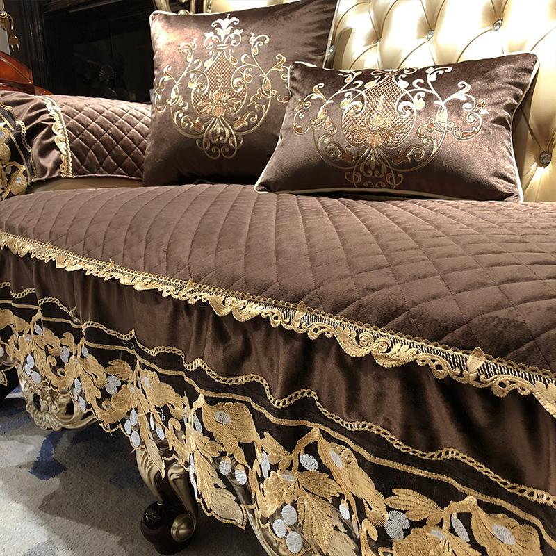 European Sofa Cover Luxury Short Plush Quilting Non-slip Sofa Cushion Thicken 1/2/3/4 Seat Couch Cushion Sofa Towel Home Decor