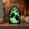 Durable Halloween Table Decor Wooden Screen Ornaments, Glow in The Dark Gothic Arch Mysterious Room Accents Decor, No Assembly Atmosphere Supplies for