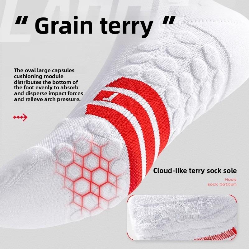 5 Pairs of Men's Thick Washcloth Bottom Non Slip Professional Marathon Running Basketball Badminton Tube Socks