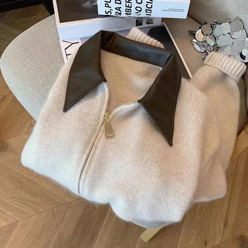 VAYLA Autumn Winter New Knitted Cardigan Sweater Women Fashion Long-Sleeved Polo Collar Short Coat Female Loose Sweater Lady Tops