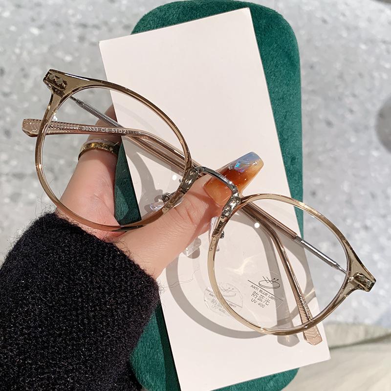 Glasses Female Eyeglass Frame Anti Spectacle Ray Leopard Minus Stylish Super Diopter Myopia Small Round Ladies Spectacle Blue Light Eyewear TR90